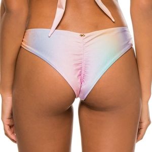 NWT PQ Swim Sunset Golden Hour Basic Ruched Full Bikini Bottom M